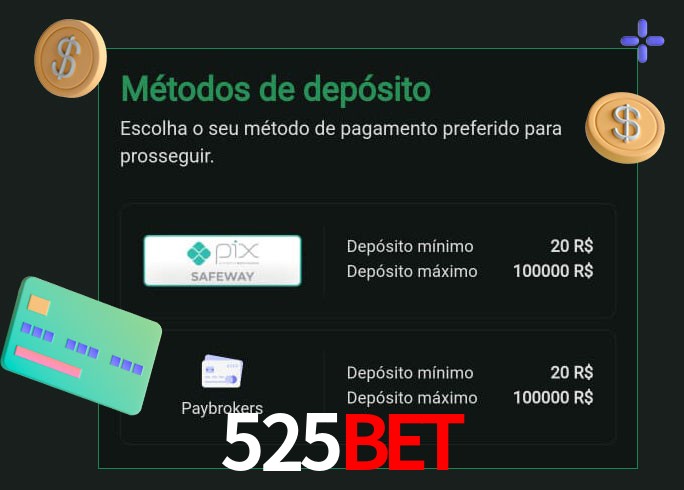 O cassino 525Bet oferece uma grande variedade de métodos de pagamento